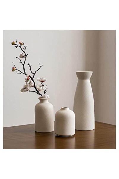 Generic EETU Home Decor Beige Ceramic vase Set-3 Small Flower vases for Decor...