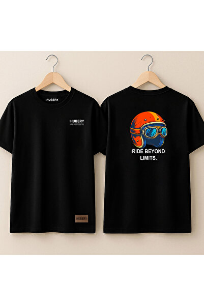 HUBERYWEAR Tricou pentru bărbați croi relaxat cu imprimeu Cască de motocicletă –