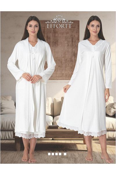 EM&FA TEKSTİL Pregnant Maternity Nightgown Set with Robe