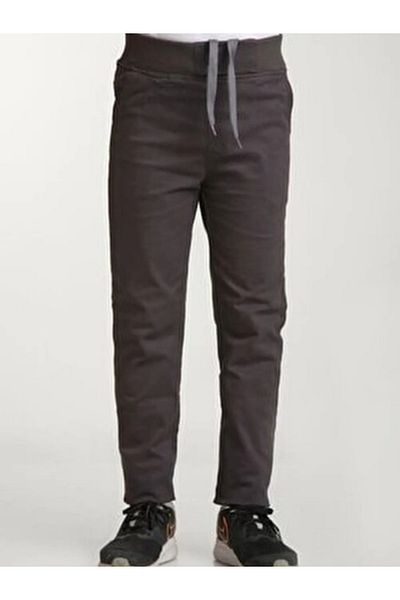Batıdan Unisex Rubber Waist School and Daily Canvas Trousers Smoked - Anthracite - Batdnumitkiscilpan-Fum