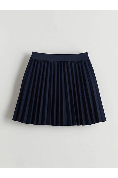 LC Waikiki Lcw Kids Navy Blue Elastic Waist Pleated Girl's Skirt