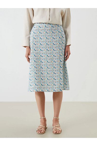 LC Waikiki Lcwaikiki Classic Mixed Elastic Waist Floral Slit Skirt