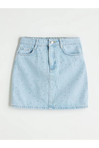LC Waikiki Lcw kids indigo adjustable elastic waist stoned girl jean skirt