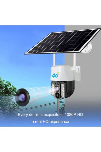 V380 Pro Camera de Supraveghere cu panou solar, Slot SIM, Conexiune 4G, Intelligent Tracking, PTZ, Micro SD,