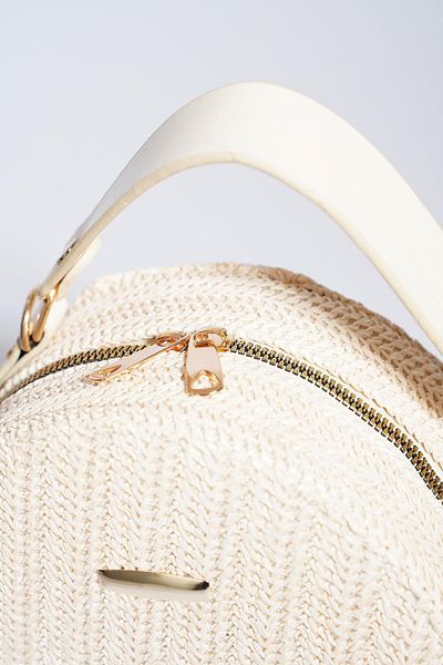 Moda Pie Round Case Straw Women's Bag Beige