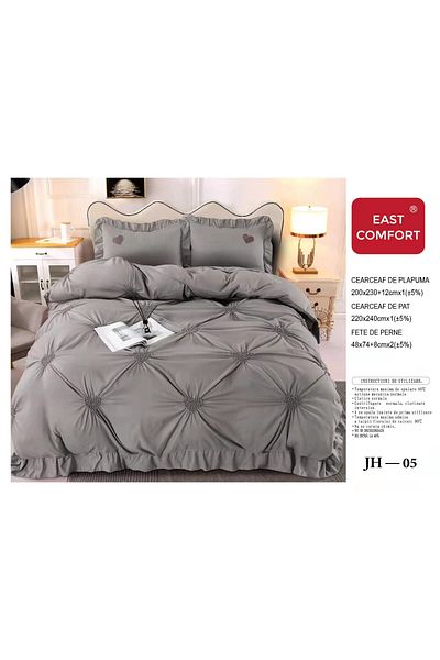 FIONNA.RO Bed Linen With Embroidered Hearts - Grey