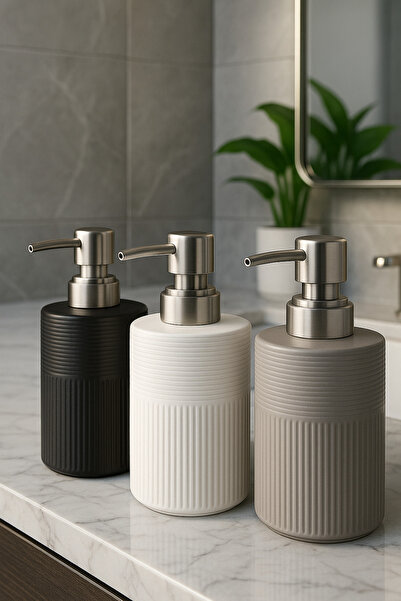 Tuğrastore Dozator de săpun din porțelan de lux 3 bucăți 250 ml 3 culori