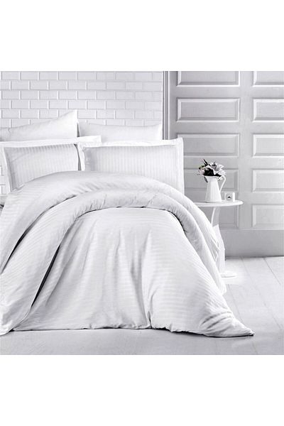 Casa Pucioasa Casa Pucioasa double bed linen, 6 pieces, Damask, thick cotton, with elastic, color White