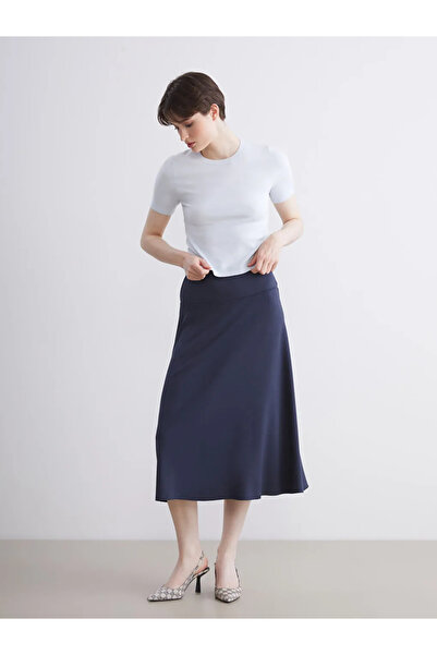 LC Waikiki Lcw Vision Navy Blue Elastic Waist Skirt