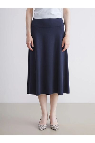 LC Waikiki Lcw Vision Navy Blue Elastic Waist Skirt