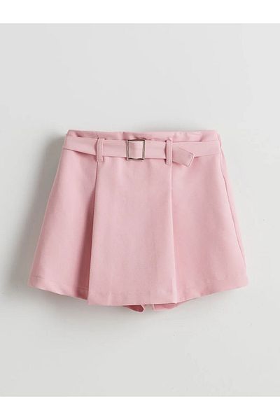 LC Waikiki Lcw Kids Pink Elastic Waist Pleated Girls' Shorts Skirt