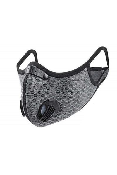 THK Mască sport cu 2 valve pentru copii, cu filtru de carbon, gri