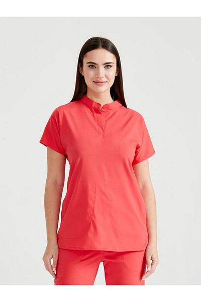 DEMOTEKS Costum medical Rosu Corai Unisex Activity – Uniforma de asistenta doctor