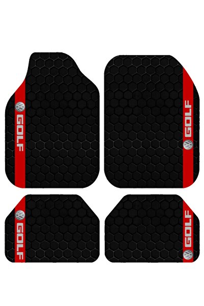 BigArts Home Volkswagen Golf Kırmızı Şerit Oto Paspas Takımı, 4'Lü Set, Unive...