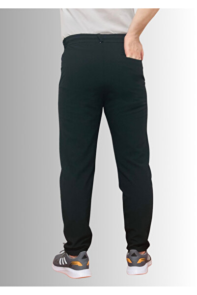 ManKlas Gofre Kumaş Erkek Jagger Pantolon Yazlık Siyah Jogger Eşofman Pantolon