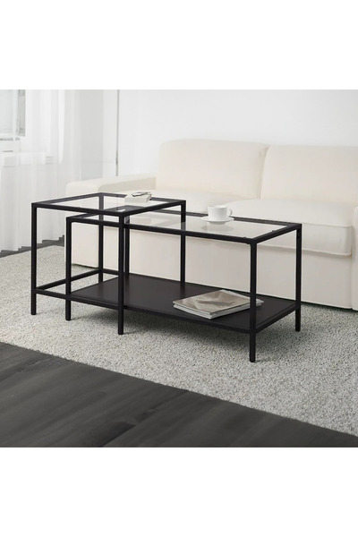 Generic Arc/Ory 2-Piece Glass Top Coffee Table Set
