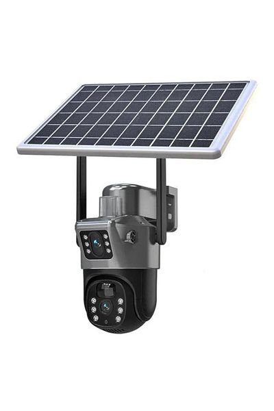 JRH Surveillance Camera with Solar Panel, Sim Slot, Dual Lens, 4K HD 8MP 4G, Motion Sensor
