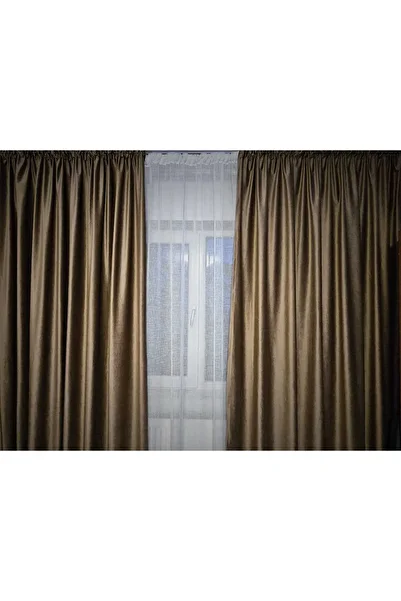 Perdele Leila Brown velvet drapery with drapery 2 pcs *150 *240