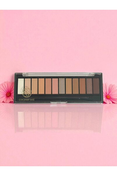 Cocosh She 12 Renk Göz Farı Paleti, Yüksek Pigmentasyon, Topaklanmaz, Tozutma...