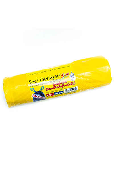 Horeca Star Saci de gunoi cu șnur de strângere 120L, galbeni, 10 buc/rolă