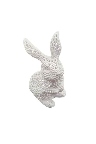 OEM Decorative Figurine White Matte Rabbit, 3D Geometric, 15x20cm