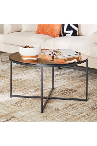 Generic طاولة قهوة ذات سطح زجاجي مقوس