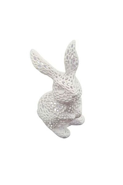 OEM Decorative Figurine White Matte Rabbit, 3D Geometric, 15x20cm