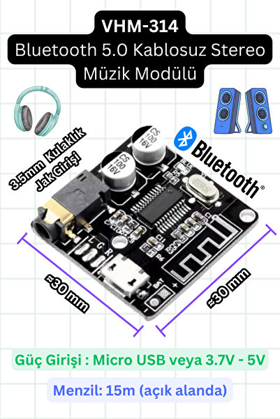 Scordion VHM-314 - Bluetooth 5.0 Kablosuz Stereo Müzik Modülü