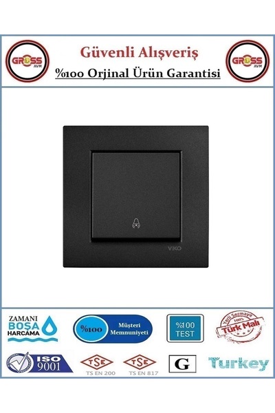 VİKO Novella Zil Anahtarı - Çerçeve Dahil - Orjinal Ürün - Renk Siyah