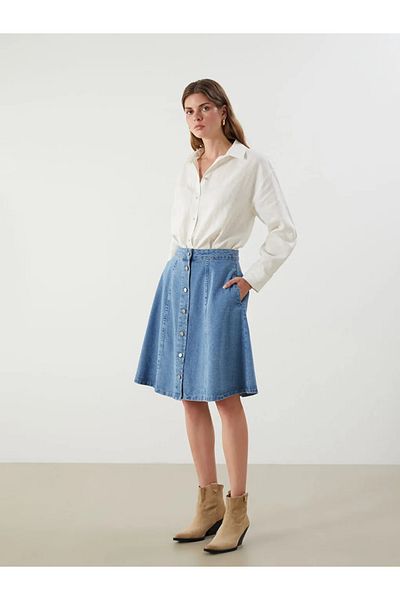 LC Waikiki Natuvera Purple Standard Fit Women's Jean Skirt