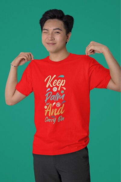 ArtYus TRIOCĂ CU MÂINĂ SCURTĂ CU Gât rotund, cu imprimeu KEEP FALM AND CARRY ...