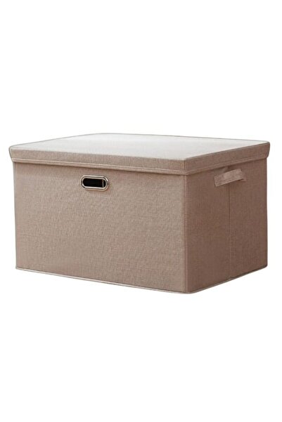 Generic صندوق تخزين قابل للطي مع غطاء - تخزين منزلي متين ومنظم للخزانة والكتب...