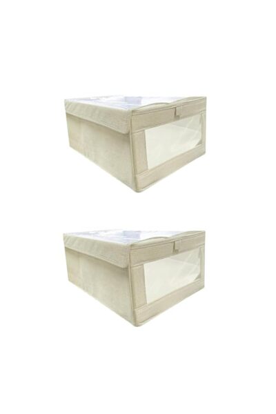 Generic سلة تخزين مع نافذة شفافة قابلة للطي، سلة قماش قابلة للغسل، منظم خزانة...