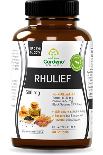 Gardeno Nurturing LIfe مكمل غذائي سريع المفعول لتسكين الألم، يحتوي على الكركمين والبوزويليا وزيت السمسم، تركيبة 3 في 1 فعّالة.