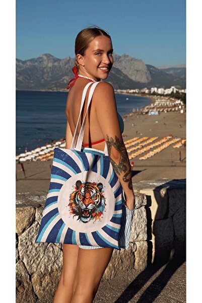 ELY PARKER Beach Set, Beach Towel and Beach Bag (Cotton and Panama Fabric)