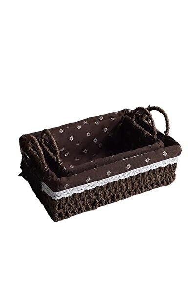 Generic سلال تخزين من ورق الحبال المنسوج من كوزي نيست، مغلفة بالقماش وبطانة ق...