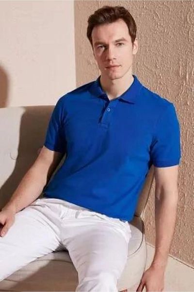 Zeta Group Tricou cu mânecă scurtă cu guler polo casual cu 2 nasturi albastru - albastru - ILC2.UMI-KIISI-MAV-YET