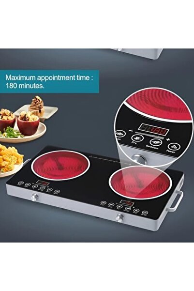 Generic Double Infrared Cooker 3500W with Digital LED Display High-Power Dual Burner Cooktop