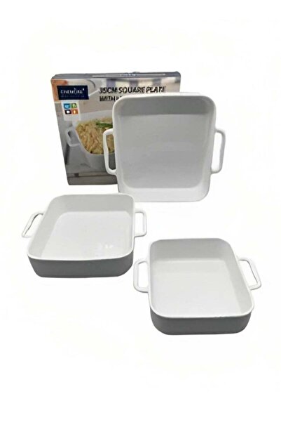 Generic 3-Piece Square Plate Set With Handle 35 CM