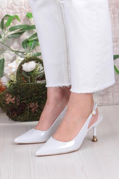 fort 35244 Ceyn Glittery Patent Leather Closed Front Open Back Heeled Women's Shoes