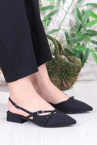 fort 018-909 Fls Satin Buckle Detailed Stylish Comfortable Pointed Toe Women's Ballerinas