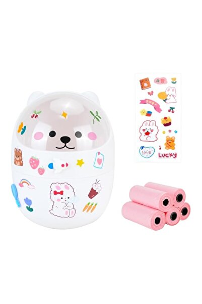 Generic سلة مهملات صغيرة قابلة للطي، سلة مهملات صغيرة لطيفة مع غطاء، سلة ورقي...