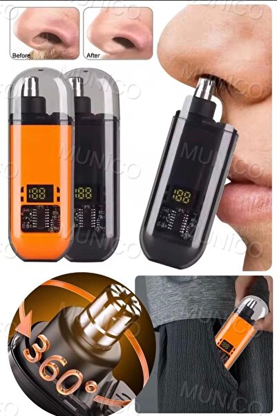 Munico Elektronik Dijital Şeffaf Burun Kılı Traş Makinesi, USB ile Şarj Edilebilir, Şık ve Taşınabilir