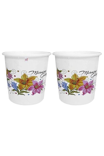 Generic Fun Homes Flower Print Plastic 2 Pieces Garbage Waste Dustbin/Recycli...