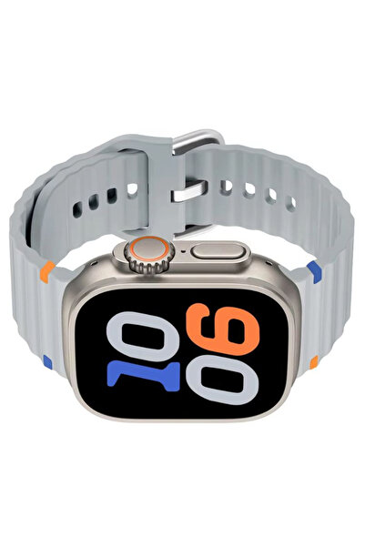 REDz Accessories Ρυθμιζόμενο λουράκι Ocean Wave για Apple Watch, Σιλικόνη, Sport, Γκρι - 44/45/46/49 mm