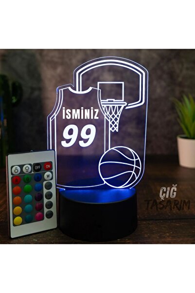 Çığ Tasarım 3D LED Kişiye Özel Basketbol Lamba Basketbol Temalı Gece Lambası ...