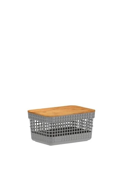 Generic شبكة منظم سلة OU مع غطاء من الخيزران سعة 2.5 لتر من الرصاص OR