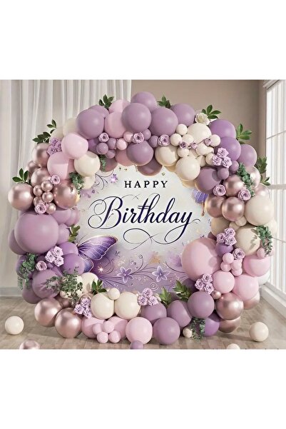 Öztürkpartievi Retro Toz Pembe Rosegold Krom Doğum Günü Söz Nişan Balon Zinci...