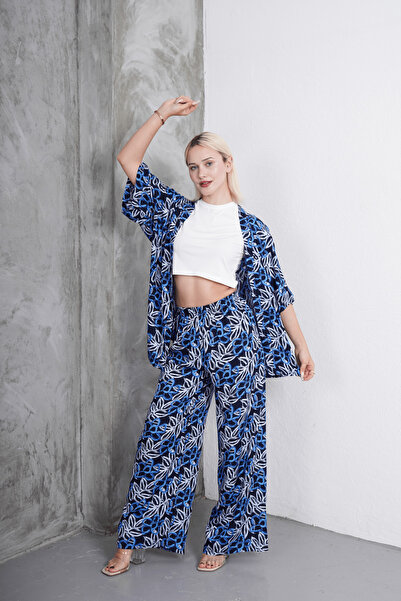 Clyfora Floral Patterned Kimono - Crop Set