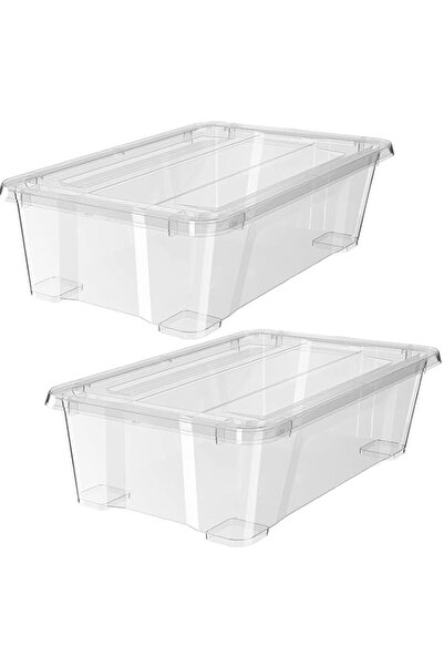 Generic مجموعة صناديق تخزين بلاستيكية بغطاء من بريمفاي، قطعتين، سعة 10 لترات،...